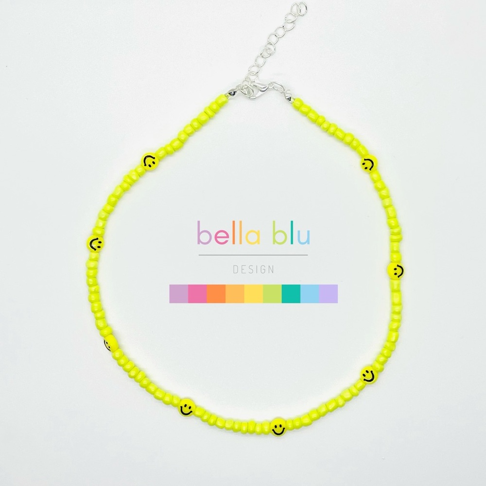 Yellow choker with happy faces